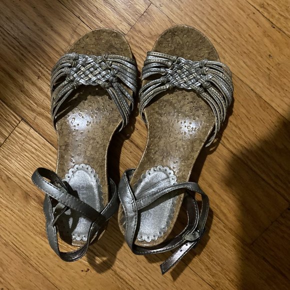 Silver Wedge Sandals - Picture 1 of 3